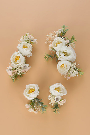 hvit håndledd corsage blomster håndlaget armbånd grønt hår kam blomster brude hodeplagg